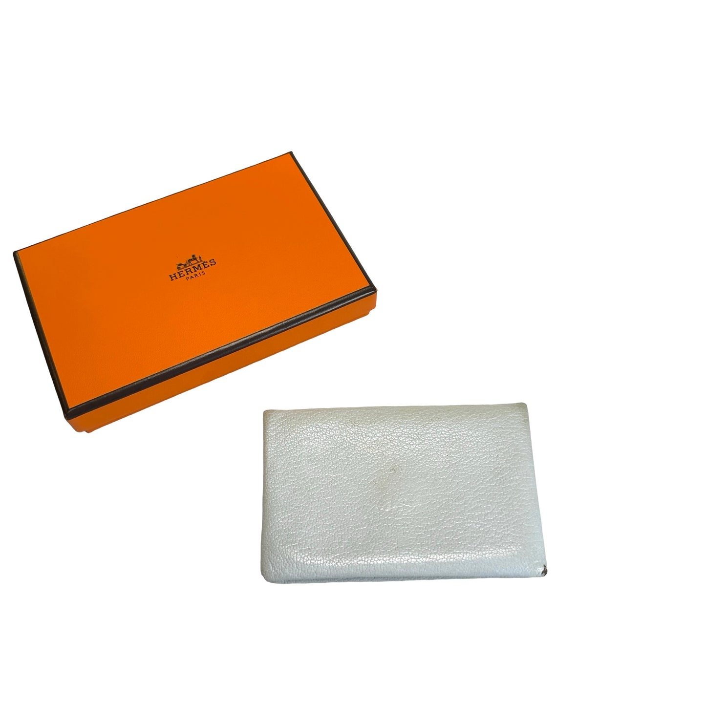 Used HERMES Epsom Calvi Card case Light Blue