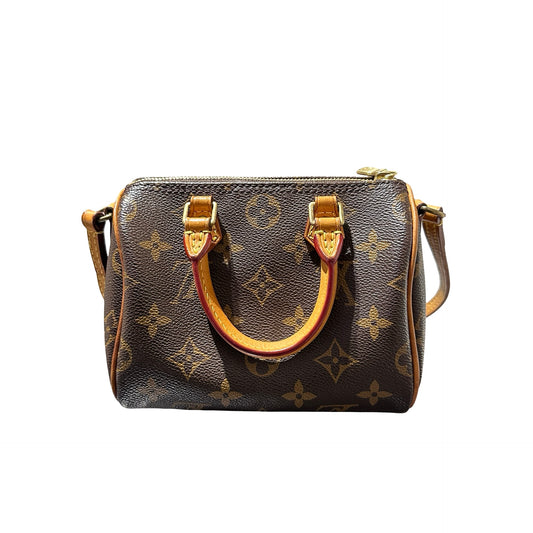 Used LOUIS VUITTON Monogram Speedy Nano Cross Body Bag Brown GHW