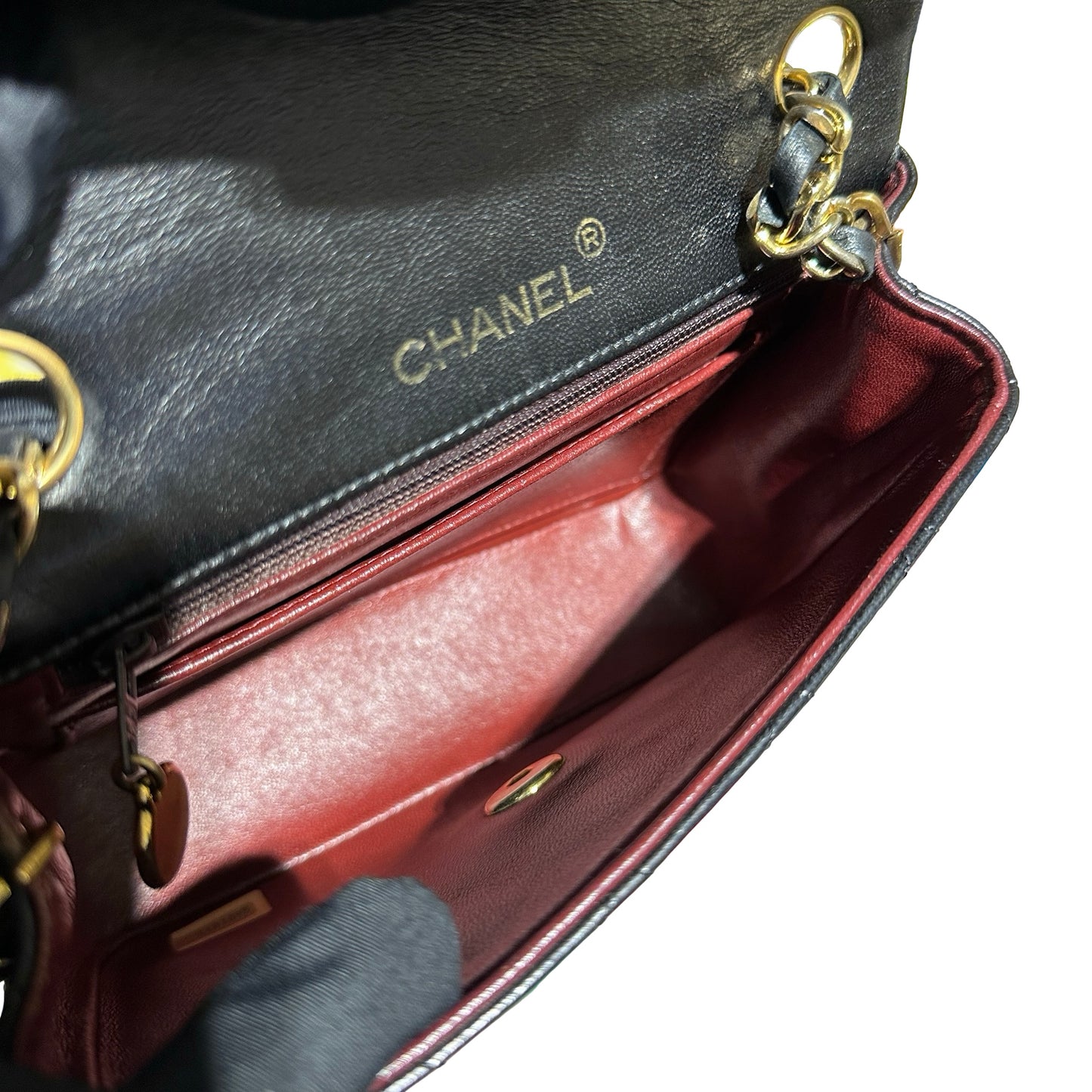 Used Chanel Vintage Mini Flap 17cm Shoulder Bag Black GHW