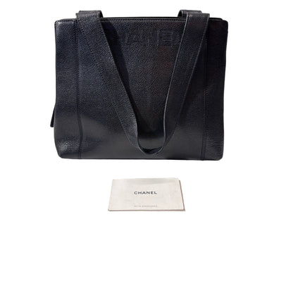 Used CHANEL Caviar Leather Vintage Shoulder Shoulder Bag GHW Black