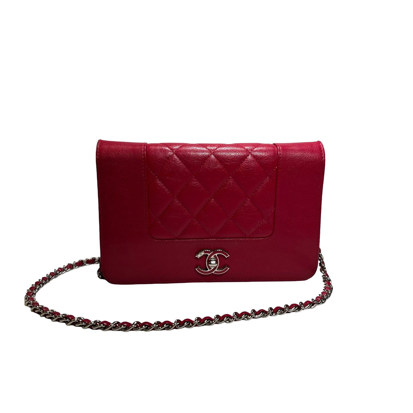 Used CHANEL Quilted Leather Wallet On Chain (WOC) Wallet on chain Red PHW