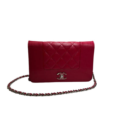 Used CHANEL Quilted Leather Wallet On Chain (WOC) Wallet on chain Red PHW