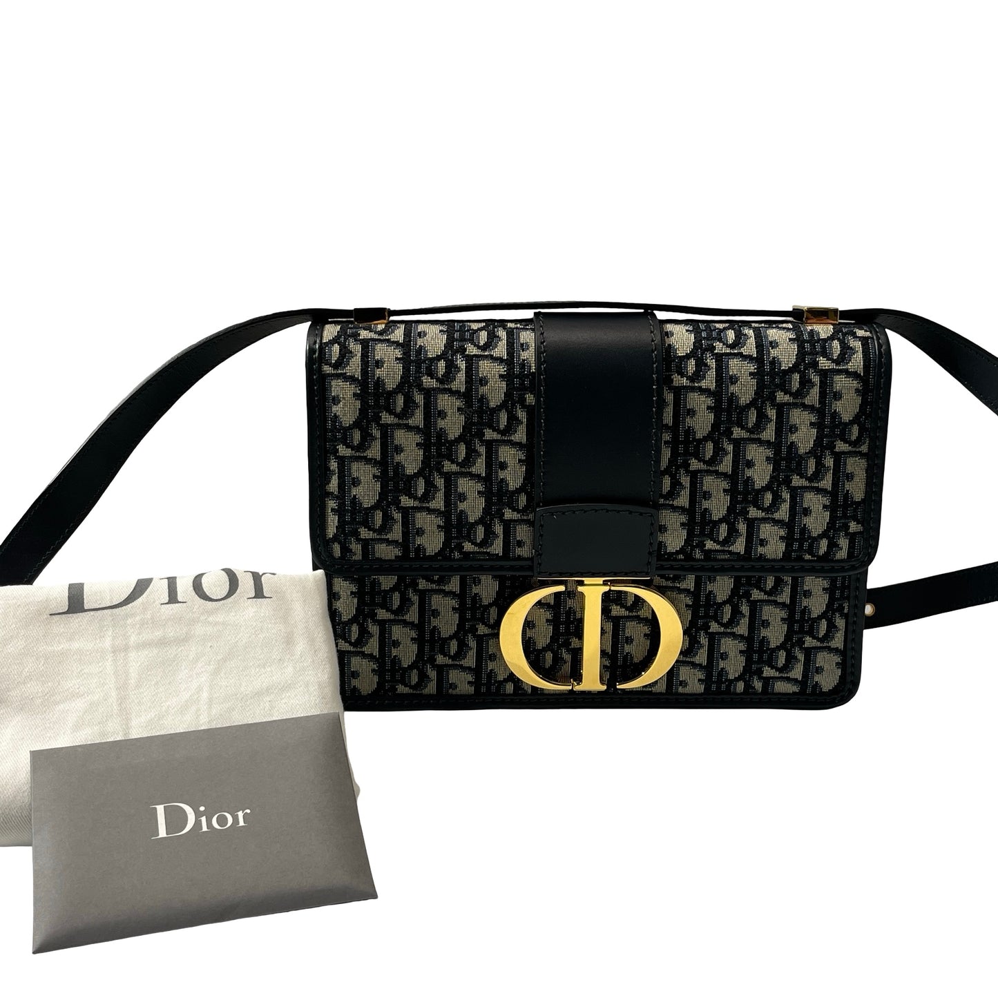 Used DIOR Canvas MONTAIGNE 30 Cross Body Bag Navy Blue