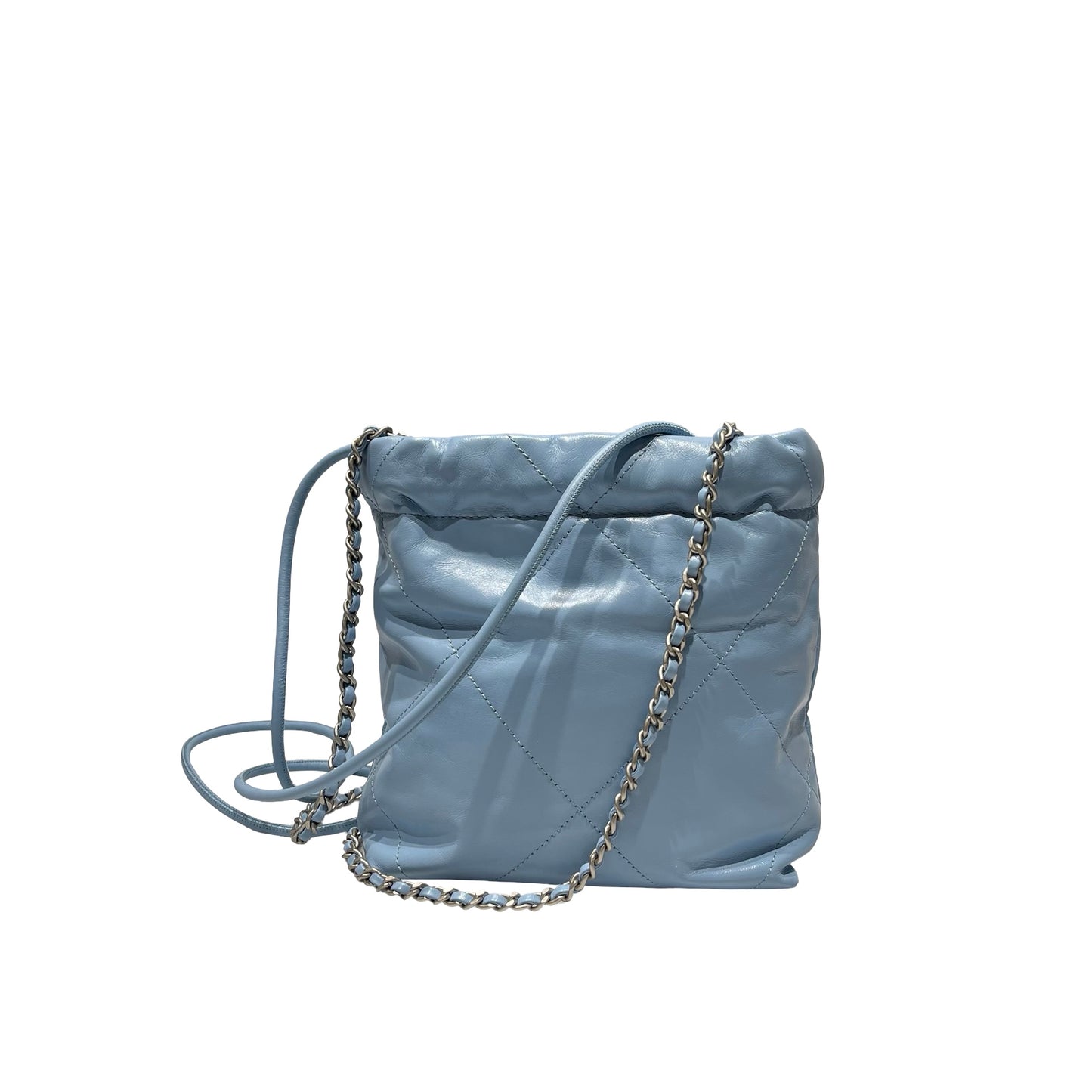 Used CHANEL 22 mini Cross Body Bag Baby Blue GHW