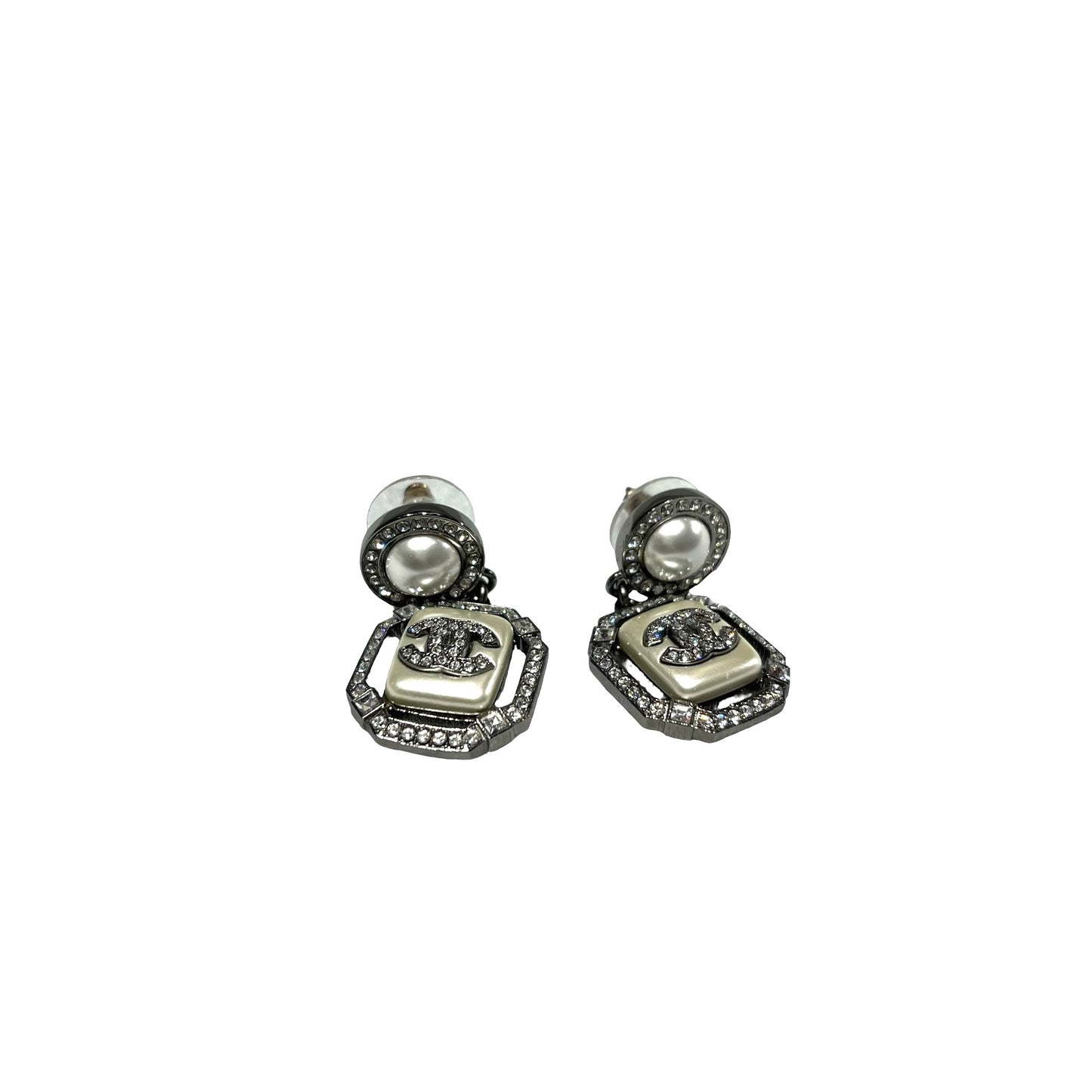 Used CHANEL Earrings Jewelry White Silver