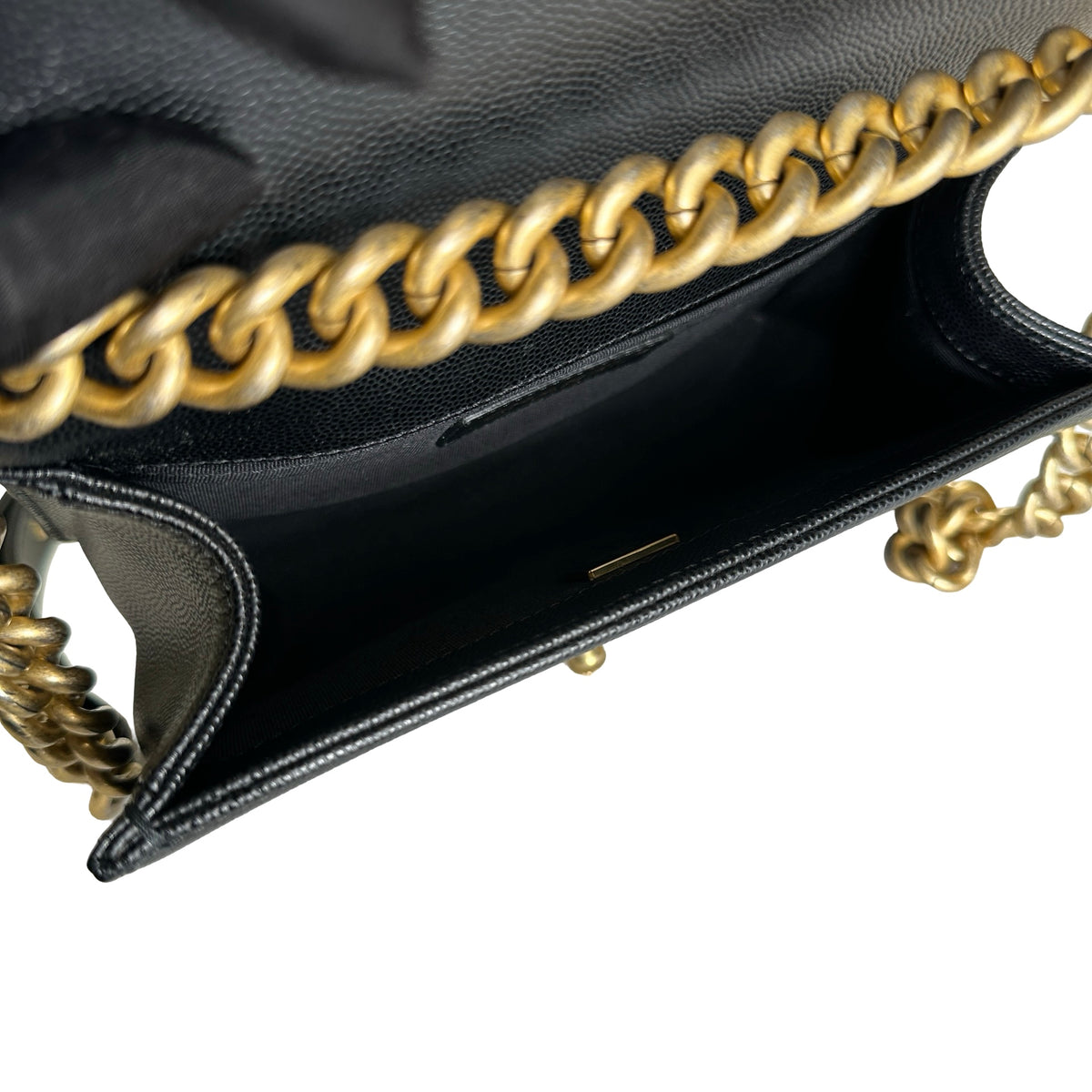 Used CHANEL Quilted Caviar Boy 20 Shoulder Bag Black Gold