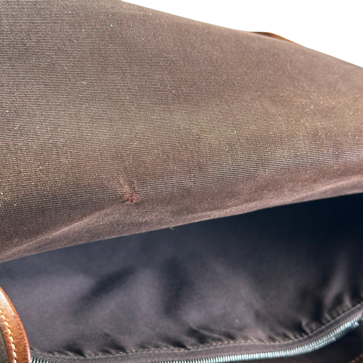 Used HERMES Canvas Leather Barda Shoulder Bag Brown