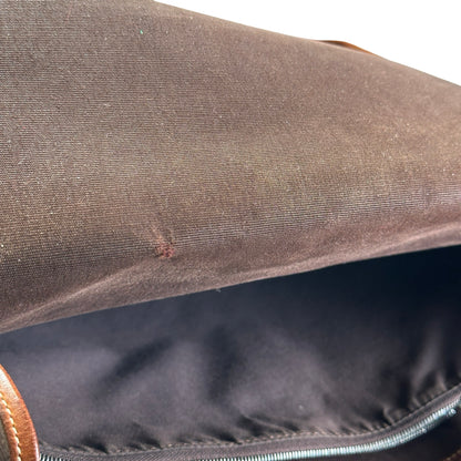 Used HERMES Canvas Leather Barda Shoulder Bag Brown