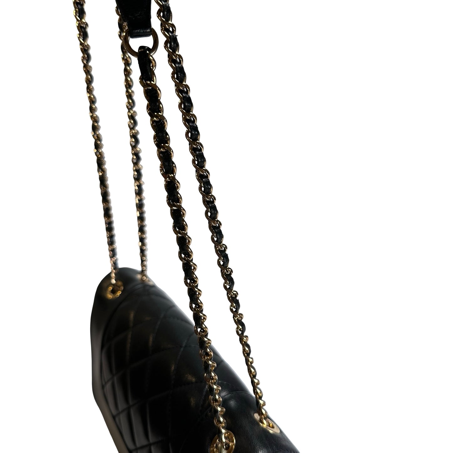 Used CHANEL Quilted Caviar Diana Flap Chain Shoulder Bag Black GHW