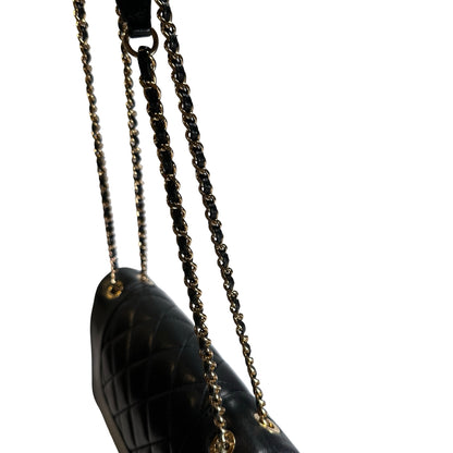 Used CHANEL Quilted Caviar Diana Flap Chain Shoulder Bag Black GHW