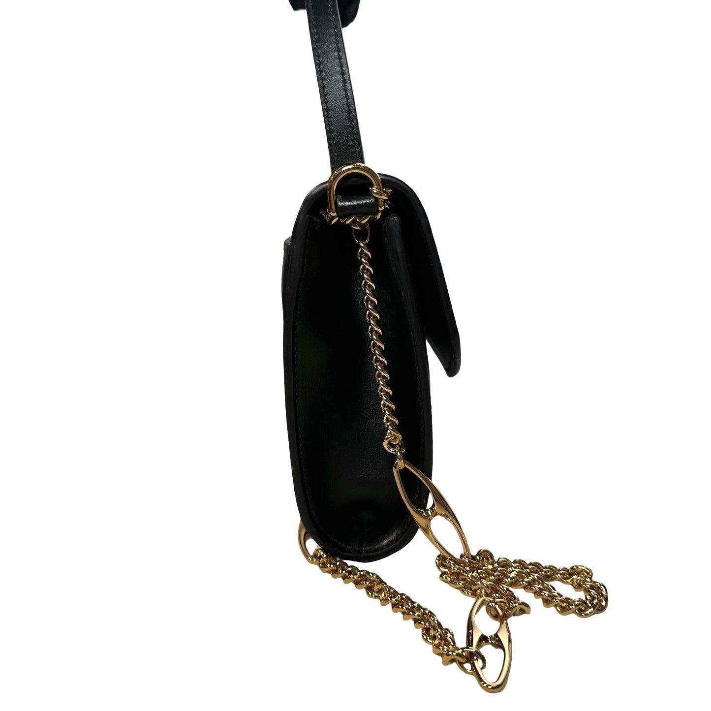 GUCCI Leather Zumi Shoulder Bag Black