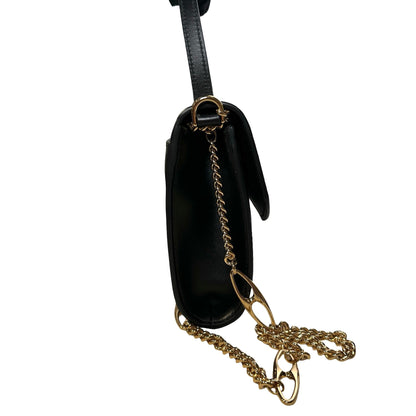 GUCCI Leather Zumi Shoulder Bag Black
