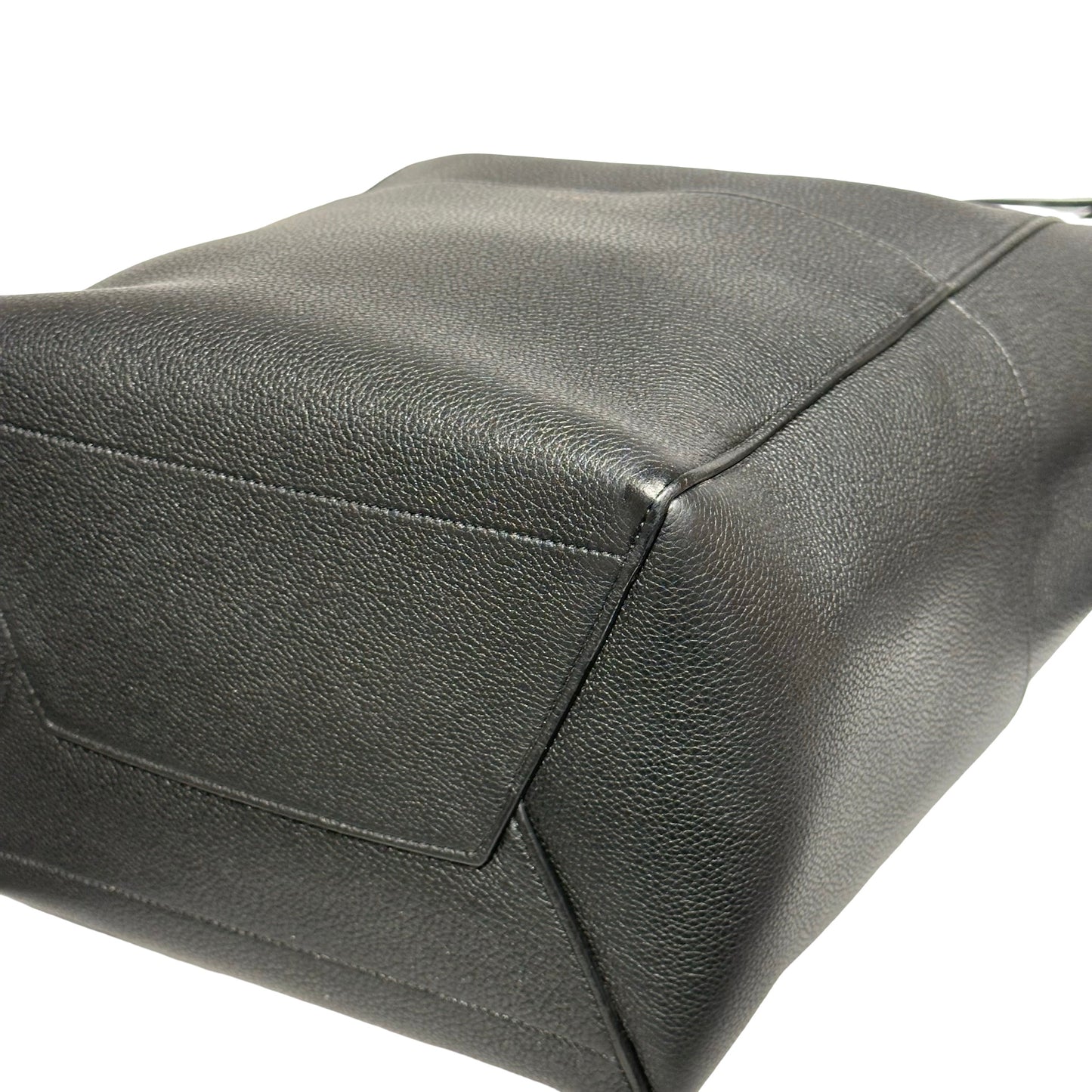 Used CÉLINE Calfskin Leather Sangle Shoulder Bag Black GHW