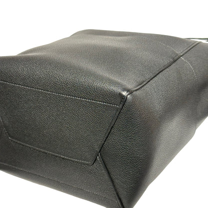 Used CÉLINE Calfskin Leather Sangle Shoulder Bag Black GHW
