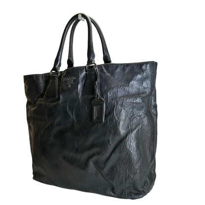Used PRADA Leather Tote Bag Tote Bag Black