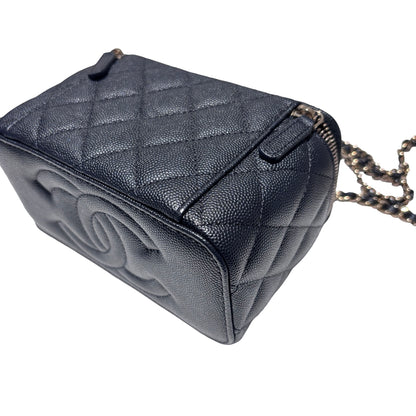 Used CHANEL Vanity Case Chain Shoulder Bag Black GHW