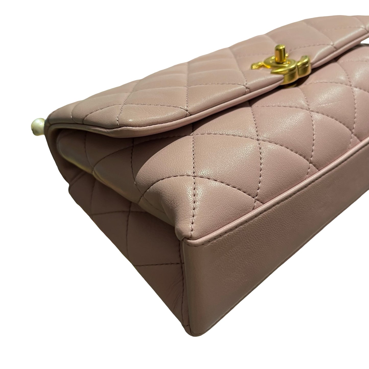 Used CHANEL Lambskin Cross Body Bag Pink GHW