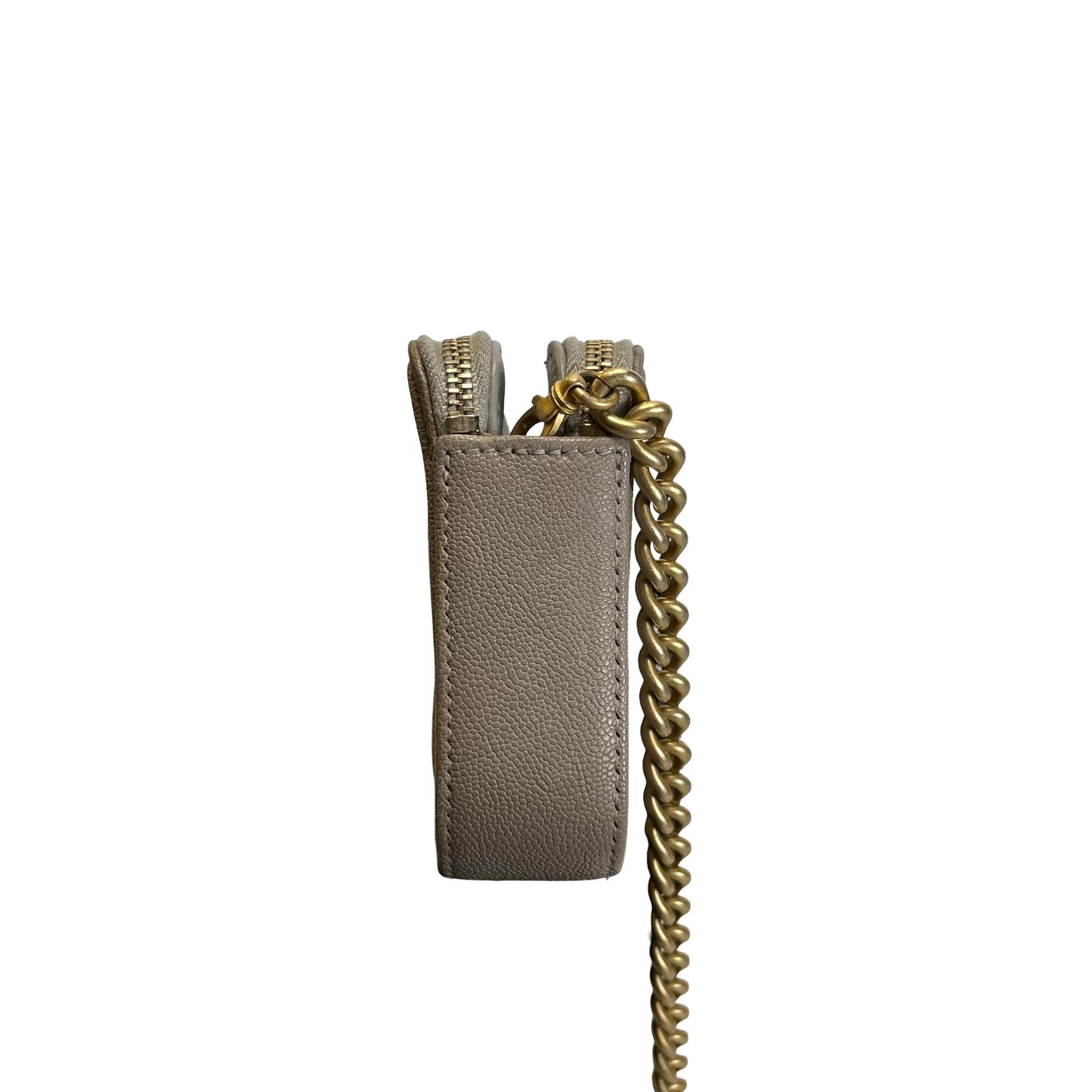 Used CHANEL Quilted Caviar Boy Chanel Zipped Wallet Long wallet Grey Gold
