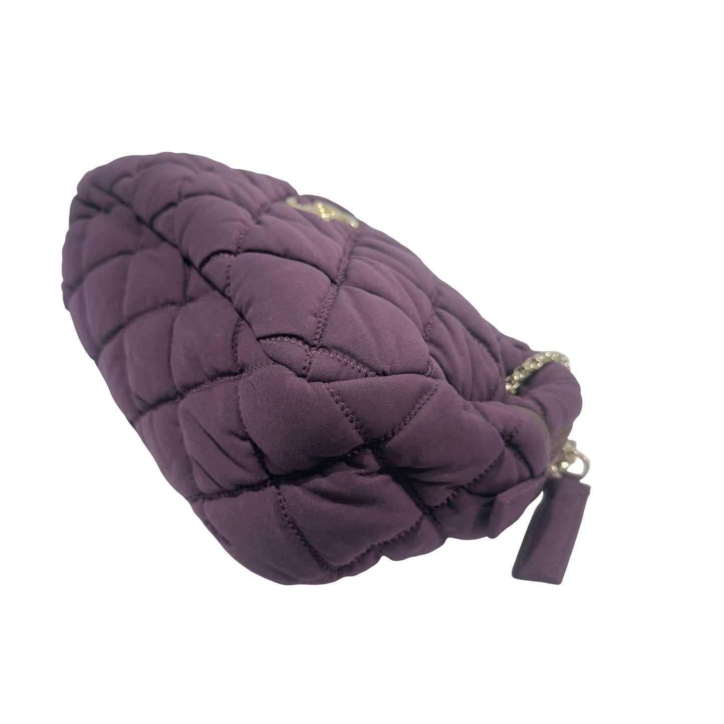 Used CHANEL Quilted Nylon Quilted Cloud Bag Shoulder Bag Purple PHW