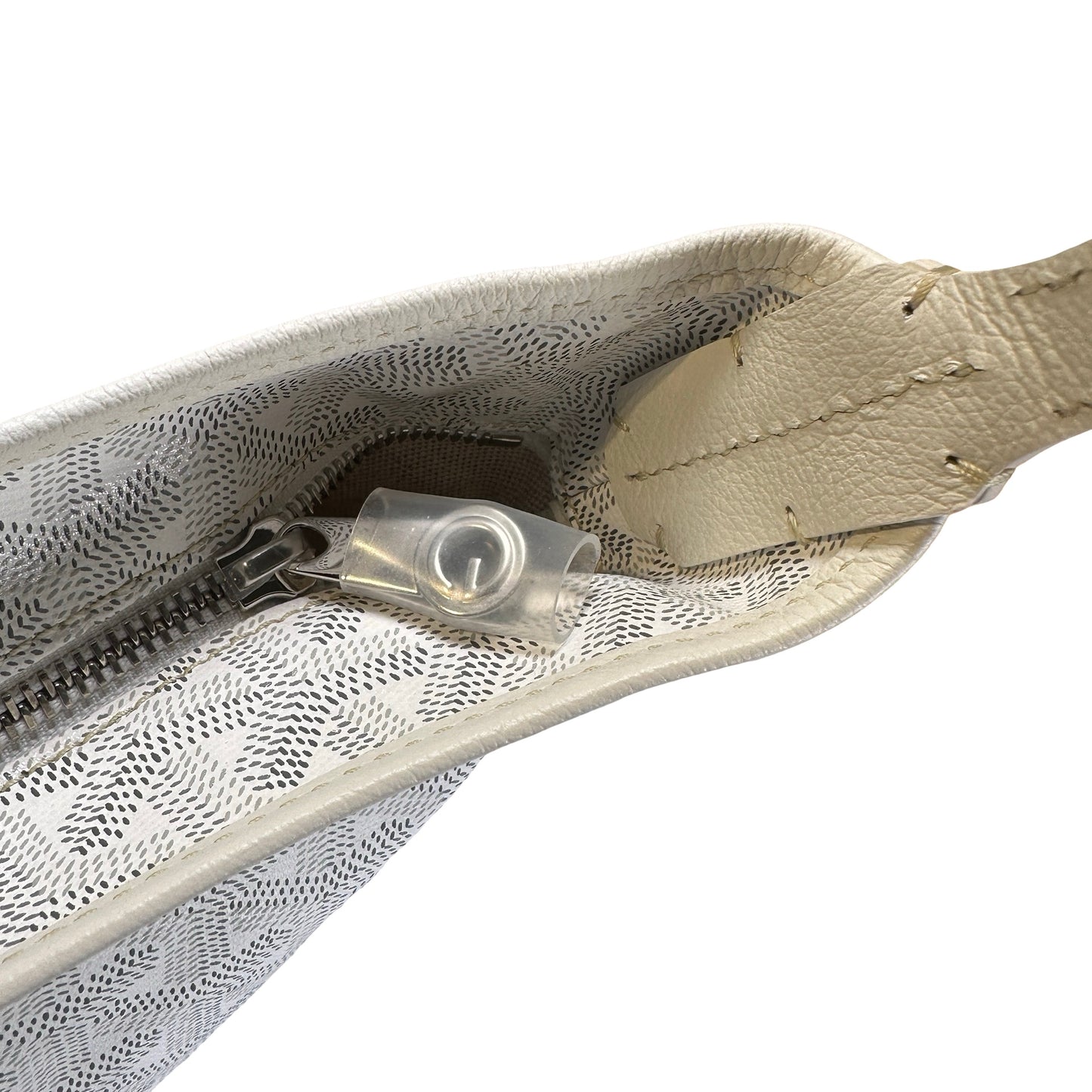 Used GOYARD Canvas Hobo Bag Shoulder Bag White PHW