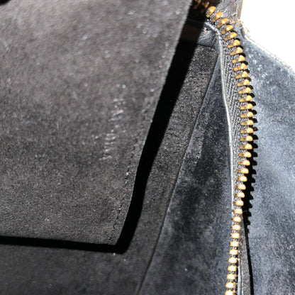 Used CELINE Leather Belt Bag Handbag Black Beige