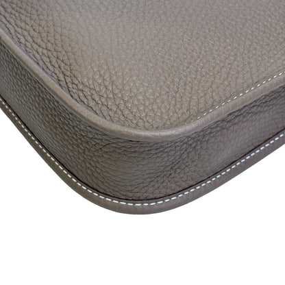 Brand New HERMES Clemence Leather Mini Evelyne 16 Cross body bag Etoupe BLEU INDIGO PHW
