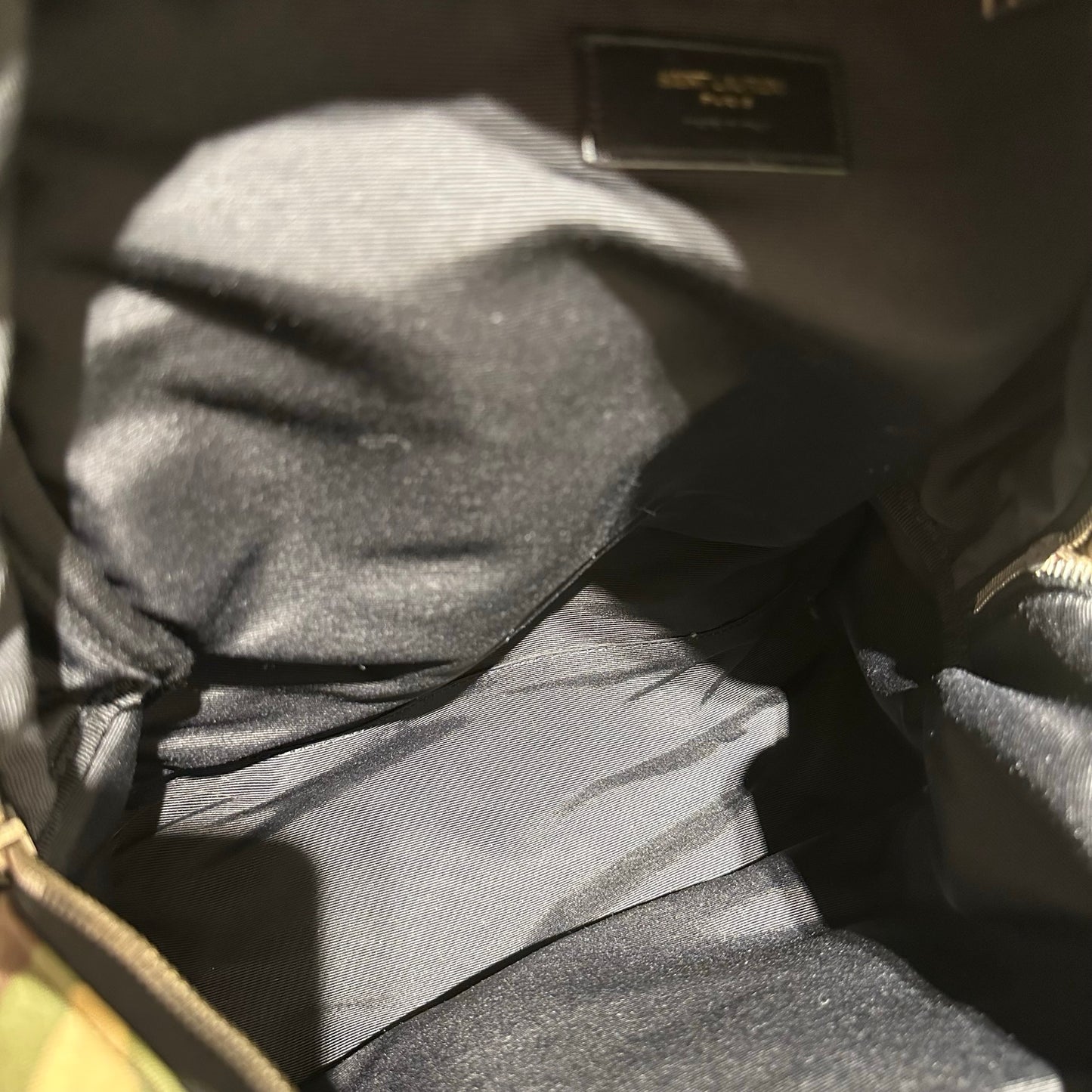Used Saint Laurent Canvas Backpack Dark Green Black