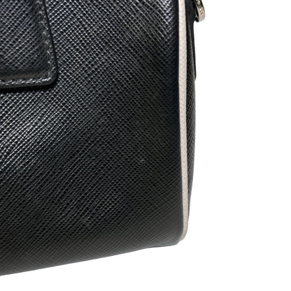 Used PRADA Lambskin Leather Small Top Handle Cross Body Bag PHW Black