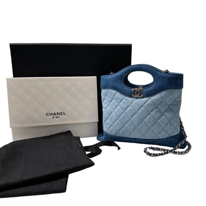 New Chanel Denim Chanel 31 Mini Shopping Chain Shoulder Bag Blue GHW