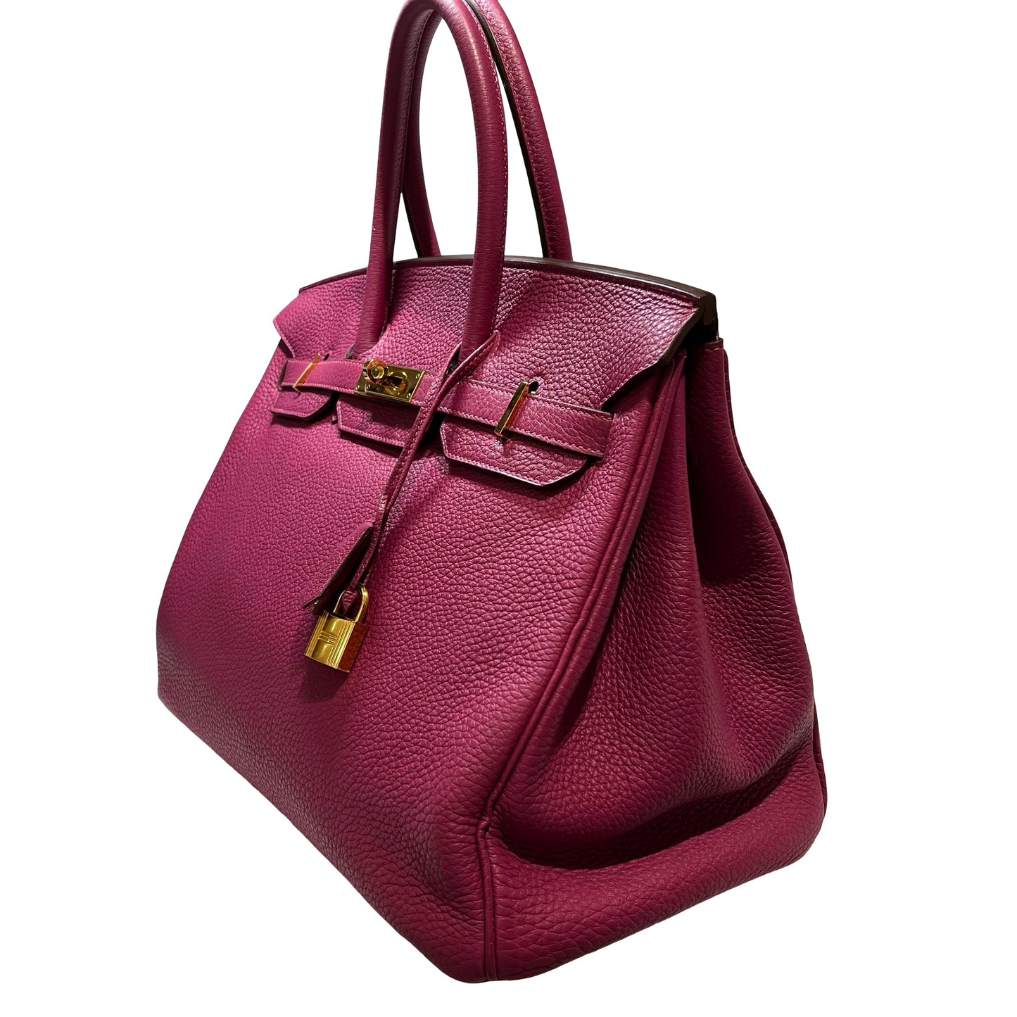 Used Hermès Calfskin Leather Birkin 35 Tote Bag GHW Purple