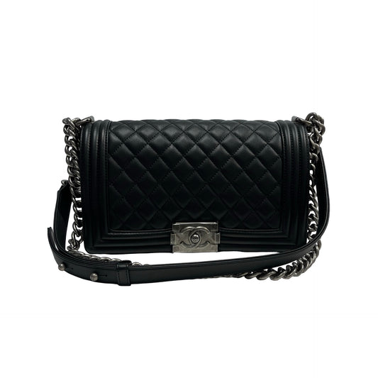 Brand New CHANEL Lambskin Boy Chain shoulder bag Black PHW