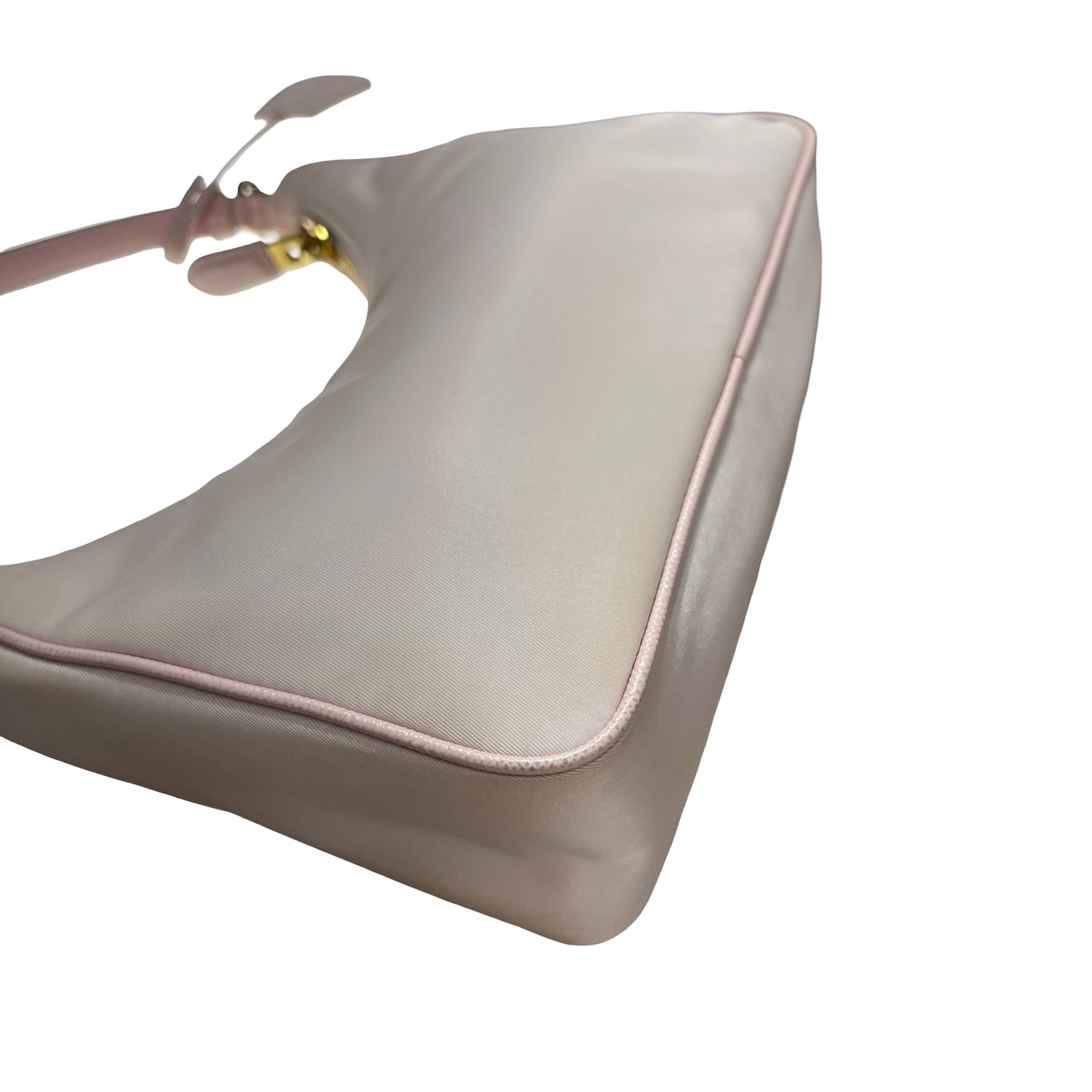 Used PRADA Nylon Calfskin Leather Re-Edition Shoulder Bag Pink GHW