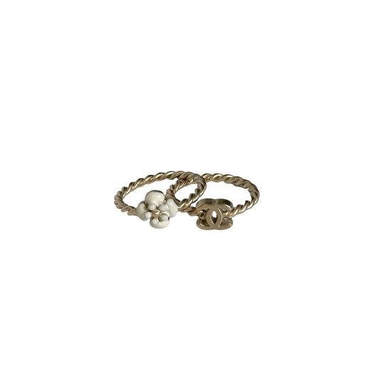 Used CHANEL Rings Ring GHW White