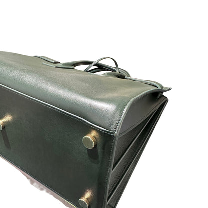 Used Saint Laurent Calfskin Leather Sac de Jour Tote Bag Green GHW