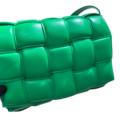 Used Bottega Veneta Calfskin Leather BV Cassette Camera Shoulder Bag Green PHW