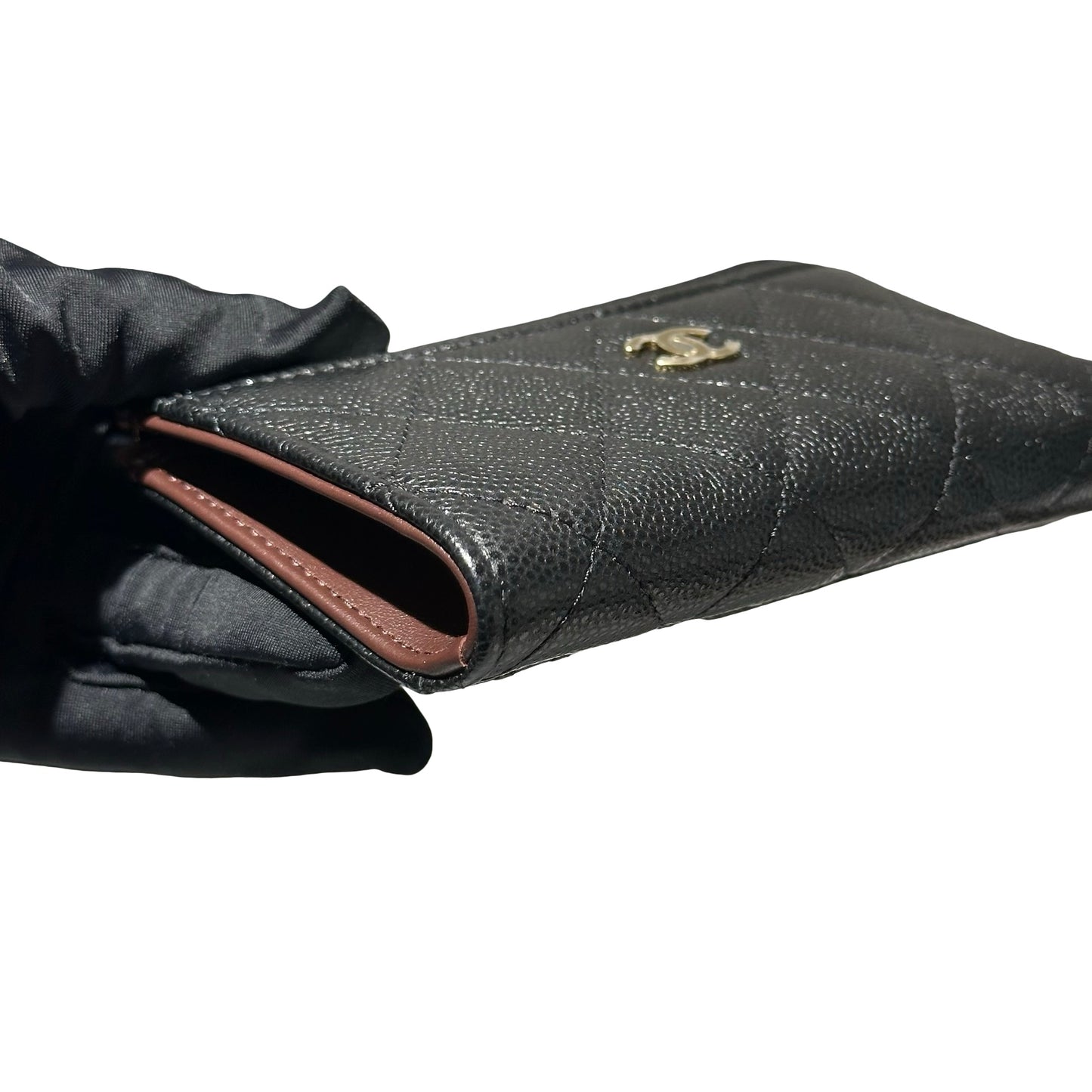 New CHANEL Calfskin Leather Wallet Black GHW
