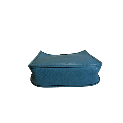 Used HERMES Clemence Mini Evelyne Cross body bag Blue，PHW