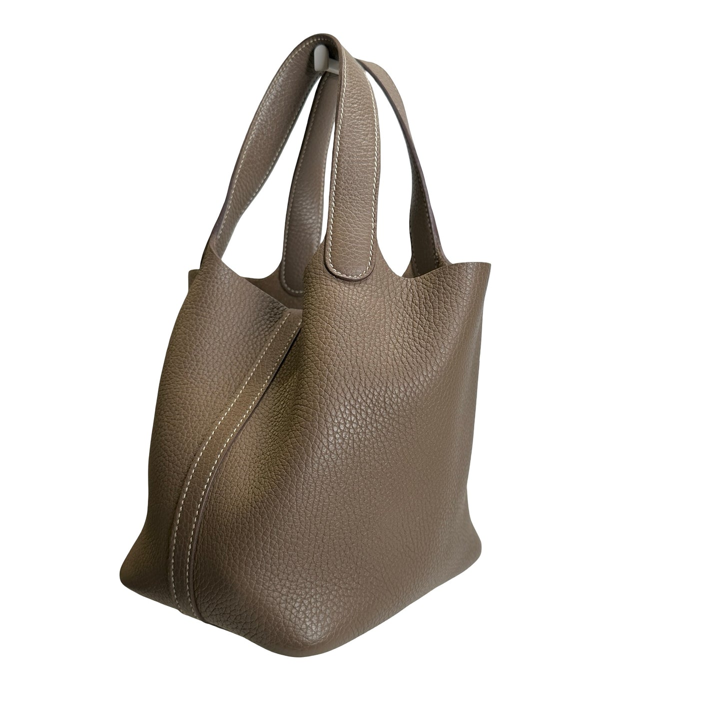 Used HERMES Clemence Picotin Lock Handbag Etain