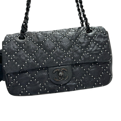 Used CHANEL Lambskin Leather Flap Shoulder Bag Black