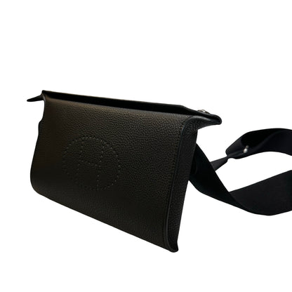Used HERMES Togo Evelyne Crossbody Bag Black PHW
