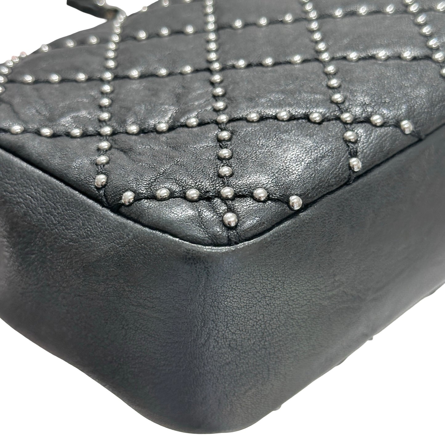 Used CHANEL Lambskin Leather Flap Shoulder Bag Black