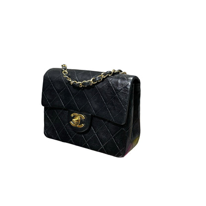 Used Chanel Vintage Mini Flap 17cm Shoulder Bag Black GHW
