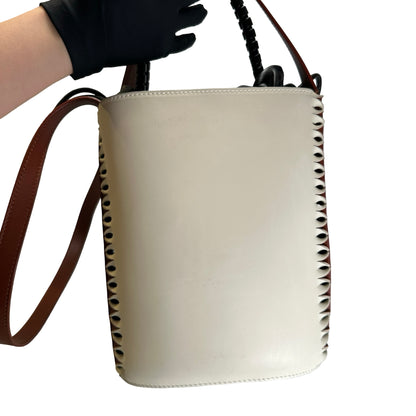 Used CHLOE Leather Gate Bucket Bag Bucket Bag White Brown Black