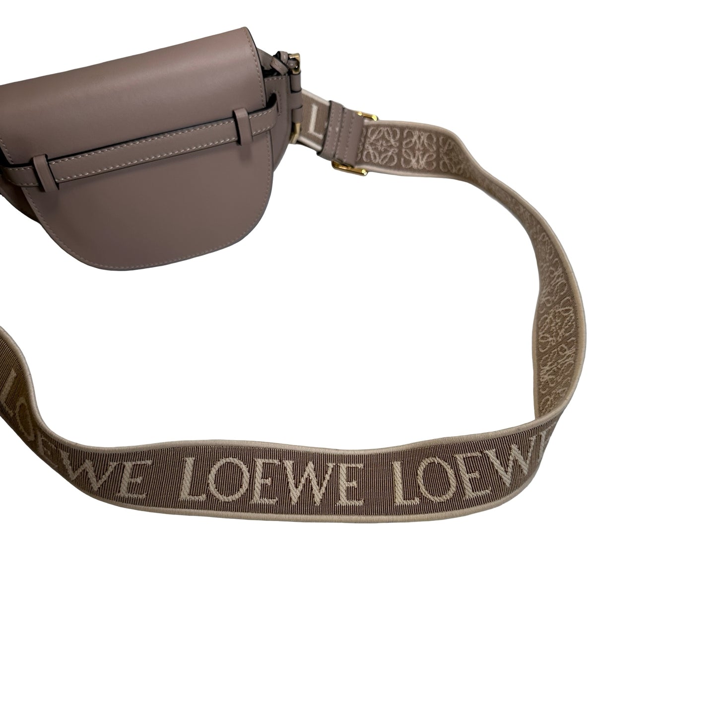 Used LOEWE Calfskin Gate Dual Crossbody Bag Taupe