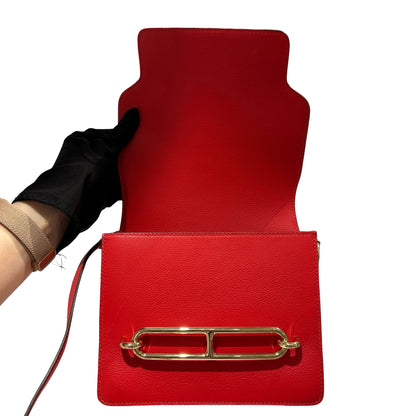 Used HERMES Evercolor Mini Roulis Shoulder Bag S3 Rouge Coeur GHW