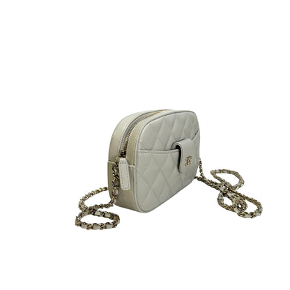 Used CHANEL Quilted Caviar Quilted Camera Bag Camera Bag Grey GHW