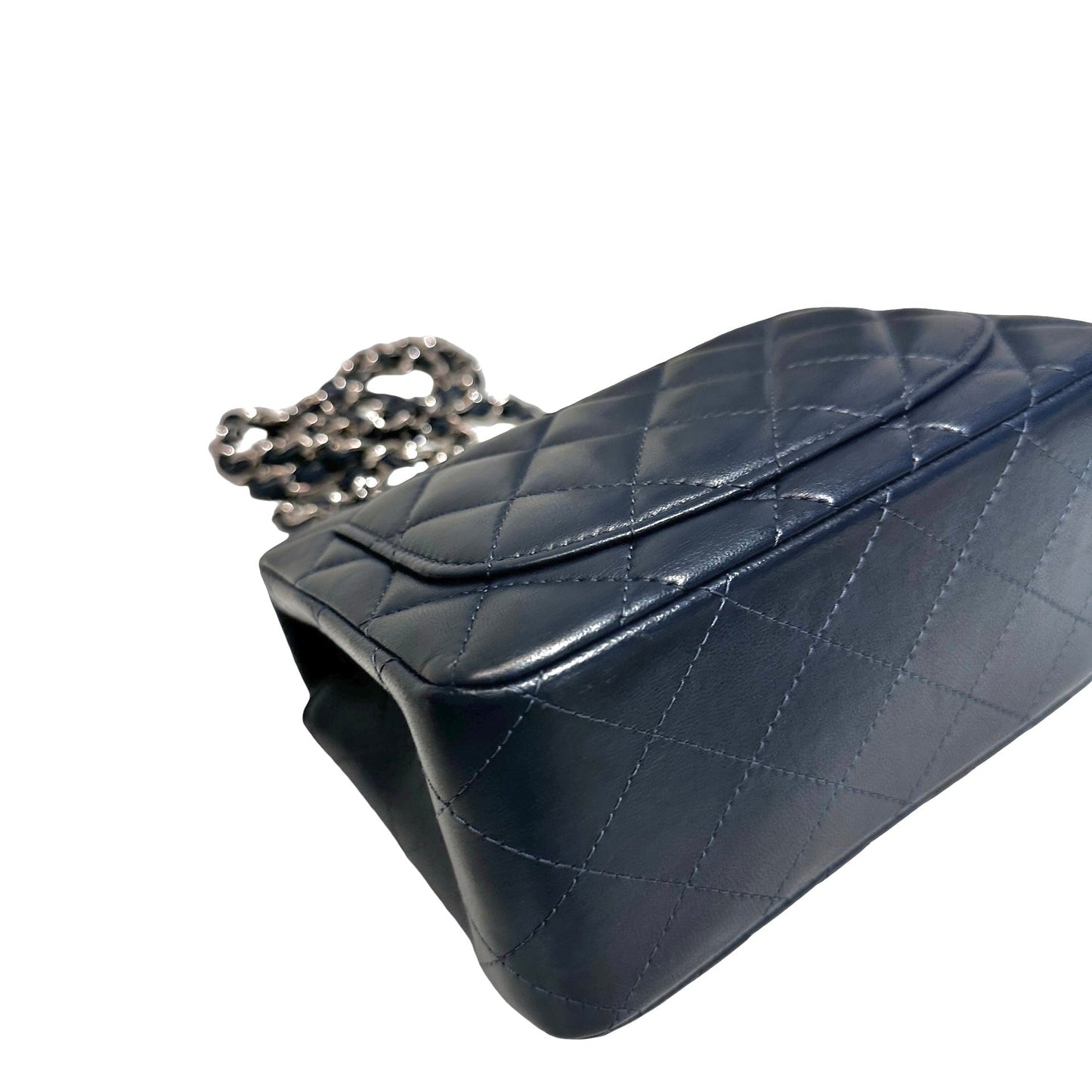 Chanel Mini Square Flap Cross Body Bag Navy PHW