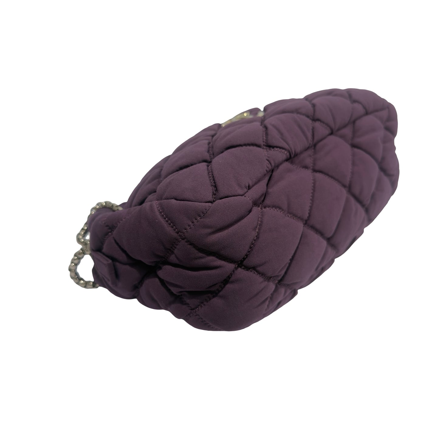 Used CHANEL Quilted Nylon Quilted Cloud Bag Shoulder Bag Purple PHW