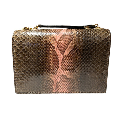 Used MARC JACOBS Snake Skin Chain Shoulder Shoulder Bag Brown