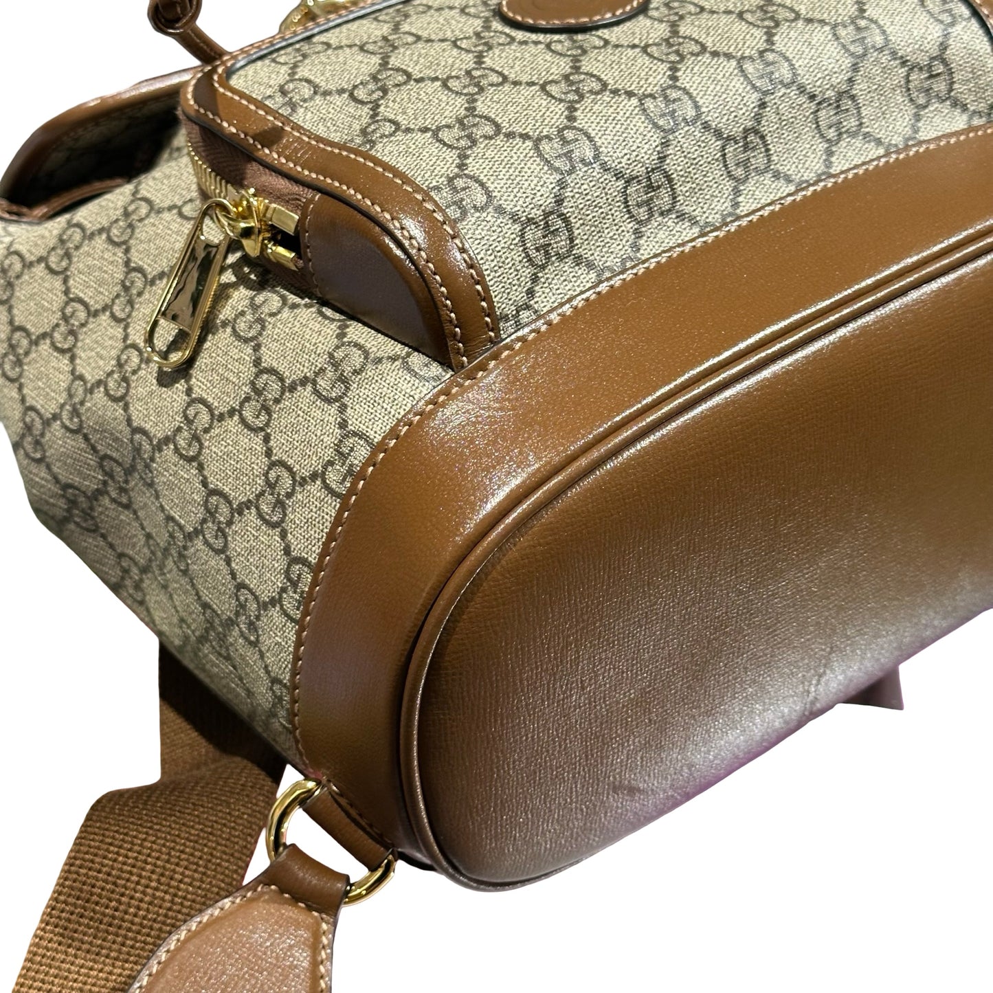 Used Gucci Canvas Gucci Monogram Backpack Backpack Beige Brown GHW